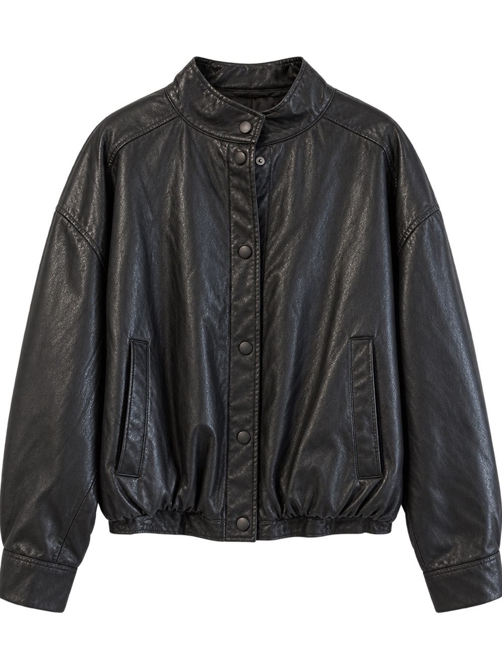 NWT Zara Black Faux Leather Bomber Jacket